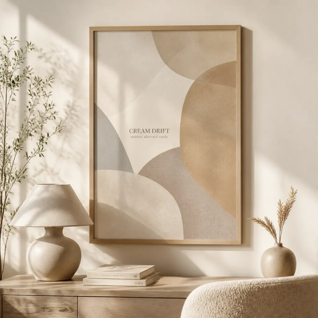 Cream Drift Neutral Abstract Poster image 3