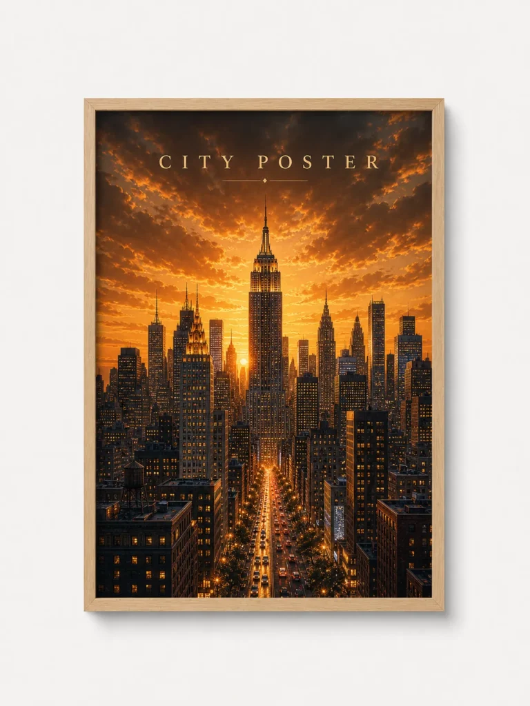 Golden Skyline City Poster