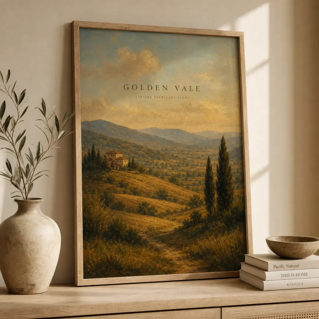Golden Vale Vintage Landscape Poster image 2