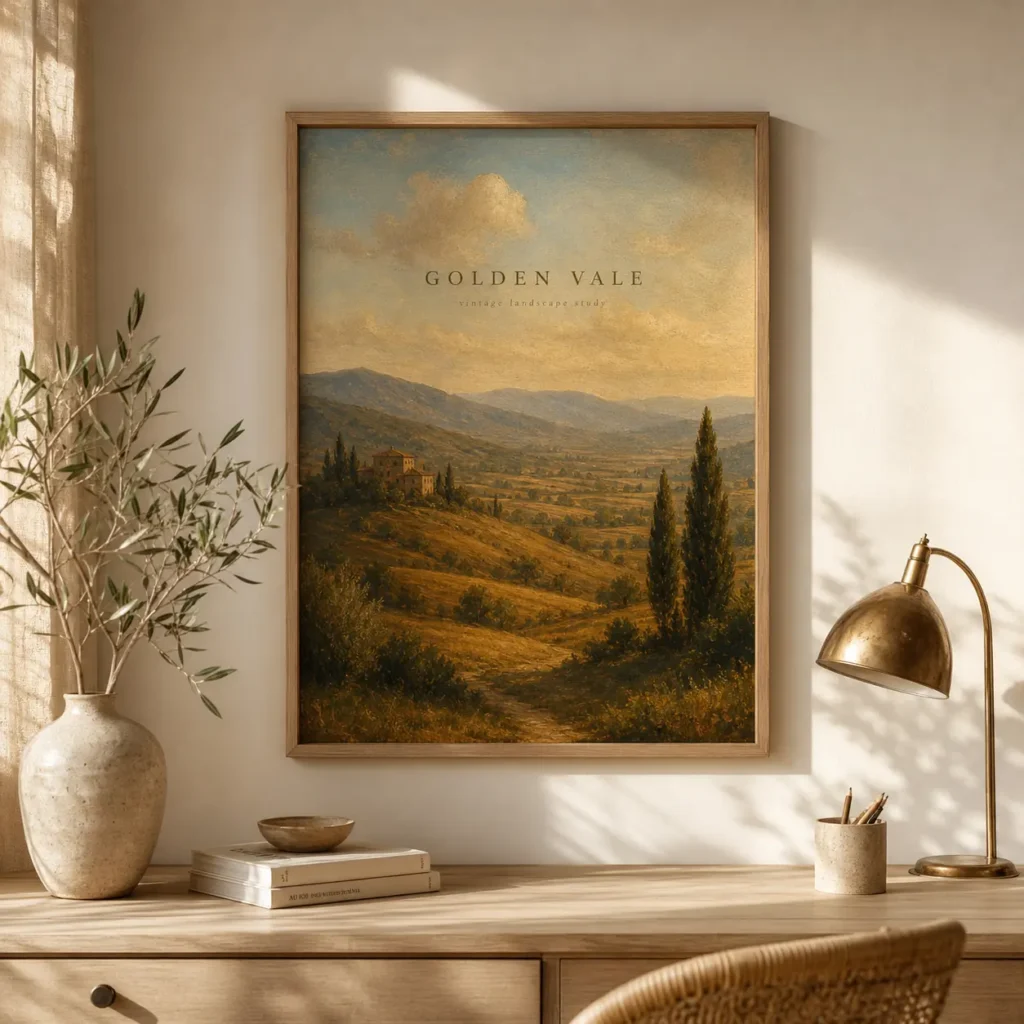 Golden Vale Vintage Landscape Poster image 3