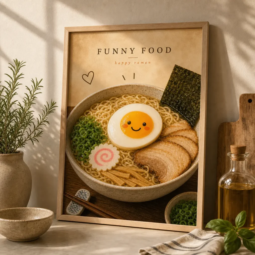 Happy Ramen Funny Food Poster image 2