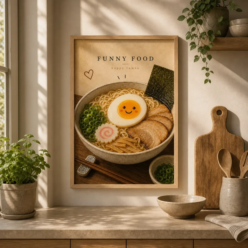 Happy Ramen Funny Food Poster image 3