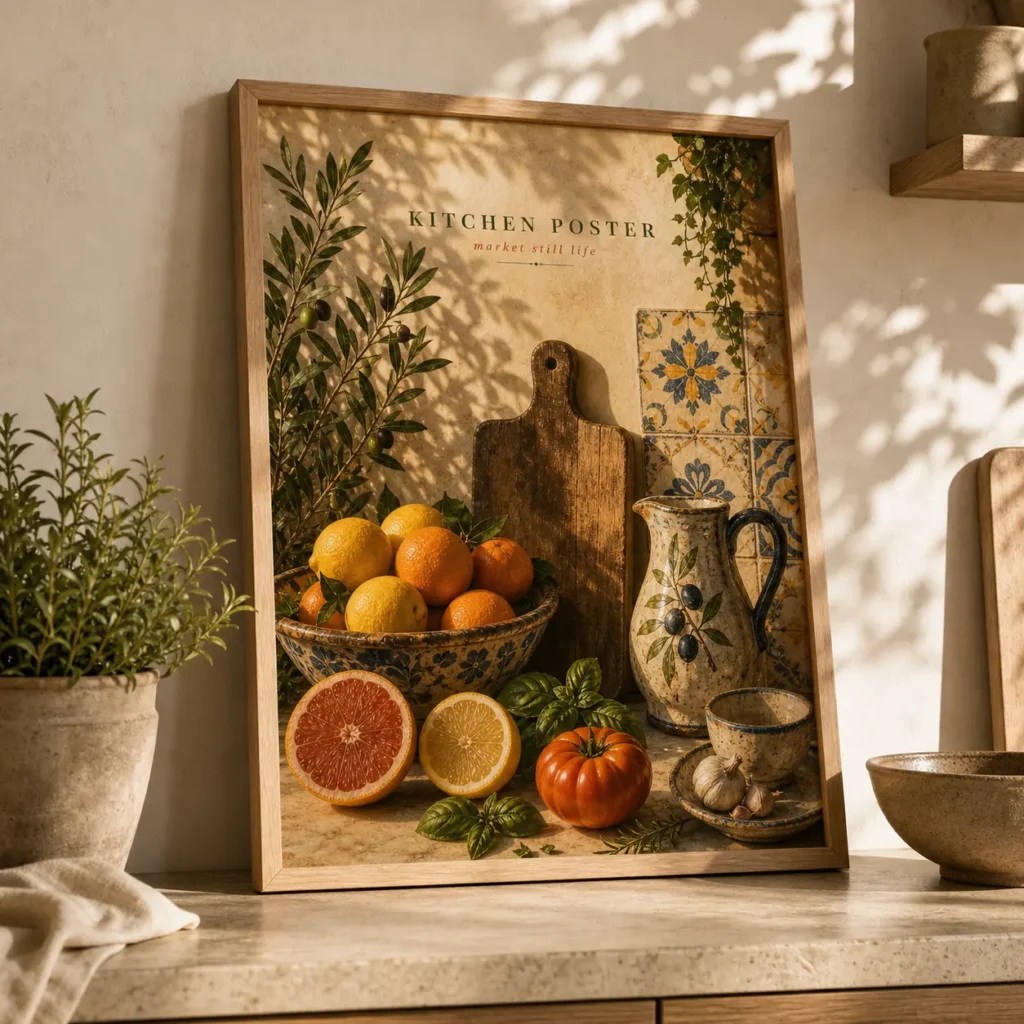 Mediterranean Kitchen Still Life Poster image 2