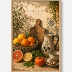 Mediterranean Kitchen Still Life Poster