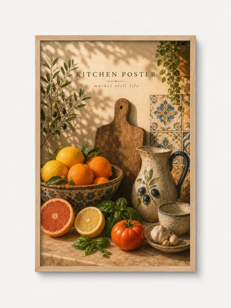 Mediterranean Kitchen Still Life Poster