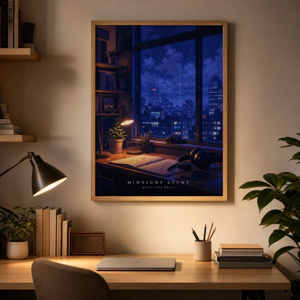 Neon Study Window Anime Poster image 3