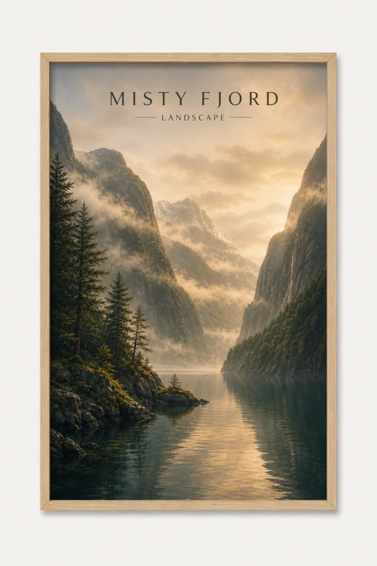 Misty Fjord Landscape Poster