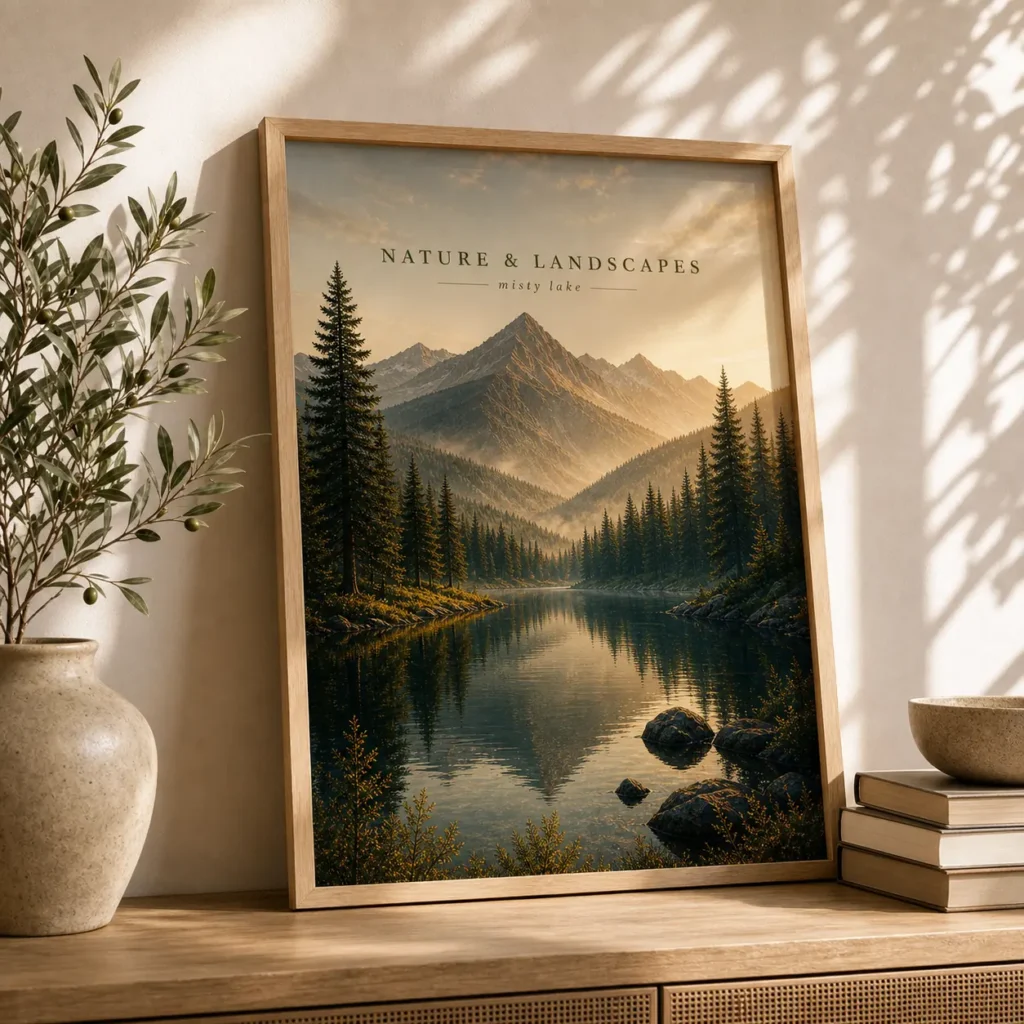 Misty Lake Nature Landscape Poster image 2
