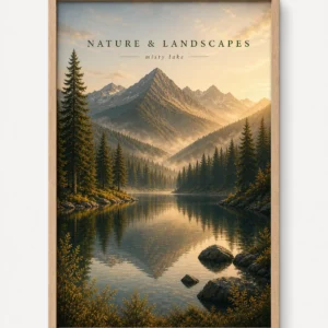 Misty Lake Nature Landscape Poster