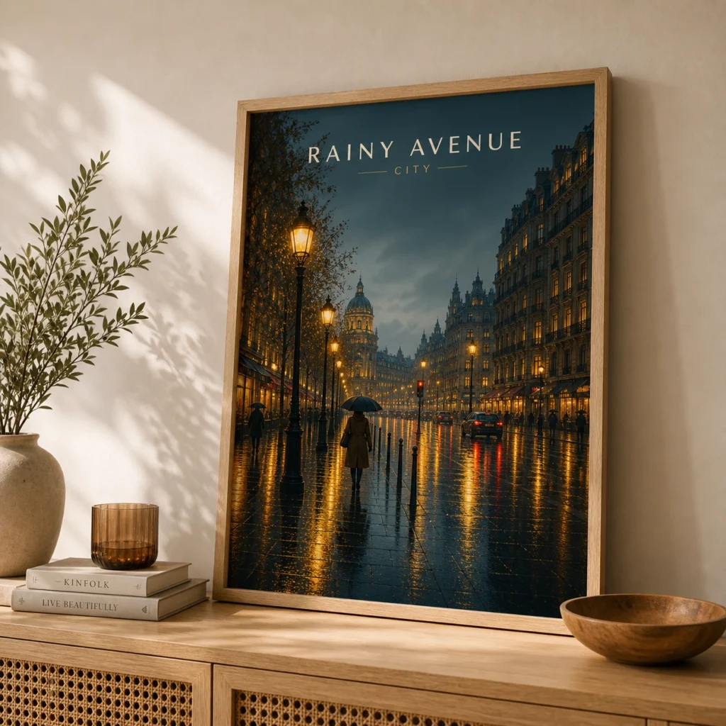 Rainy Avenue City Poster image 3