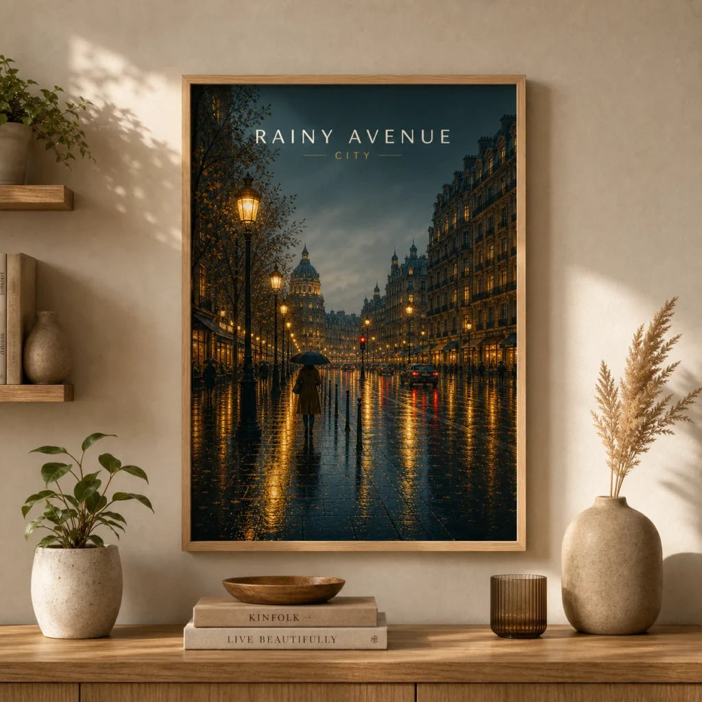 Rainy Avenue City Poster image 2