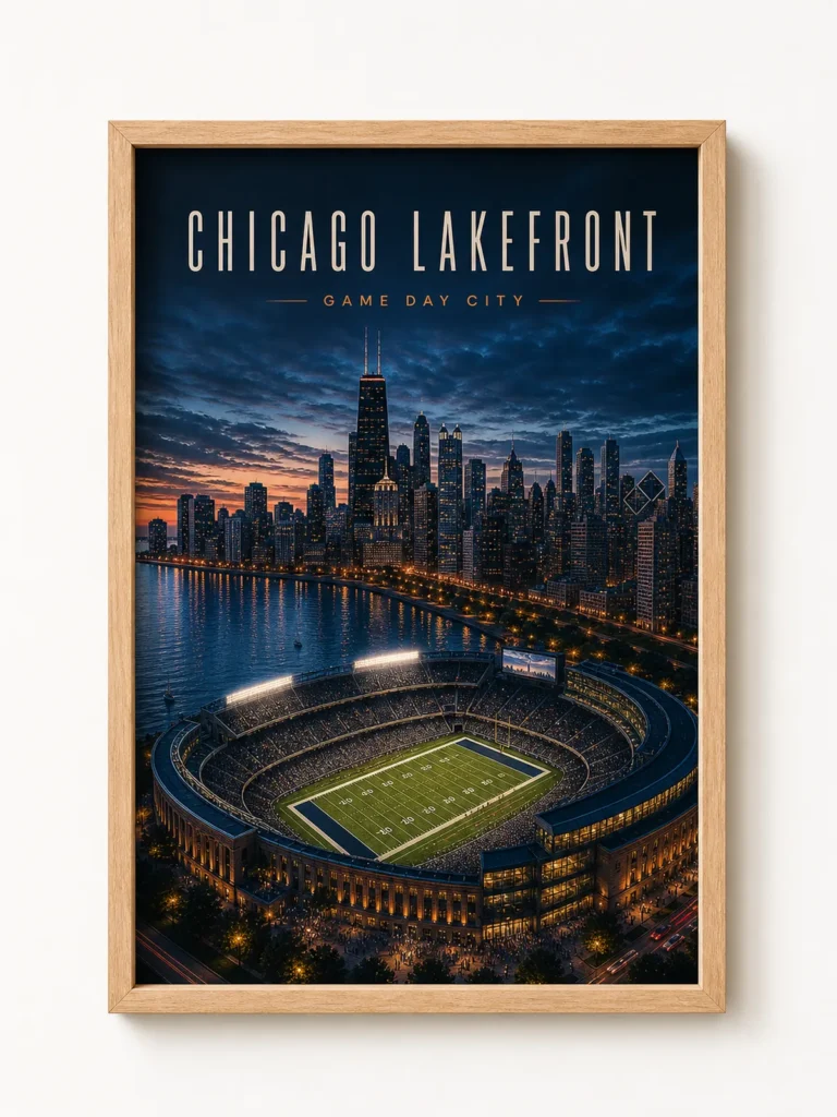 Chicago Lakefront Football Stadium Poster