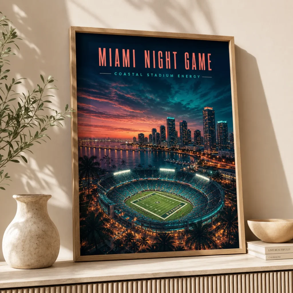 Miami Night Game Stadium Poster image 2