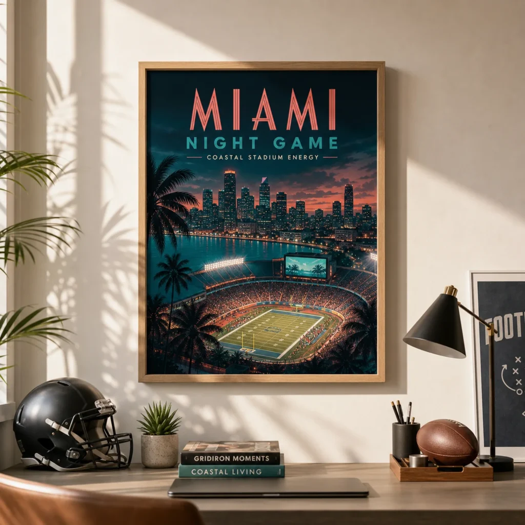 Miami Night Game Stadium Poster image 3