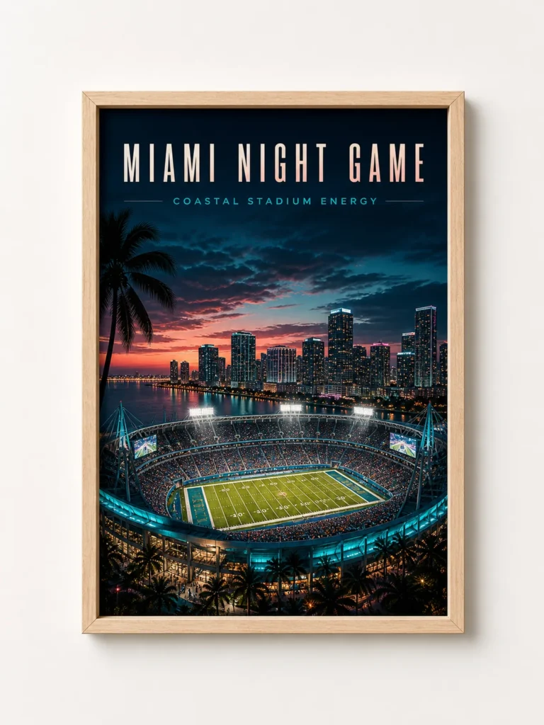 Miami Night Game Stadium Poster